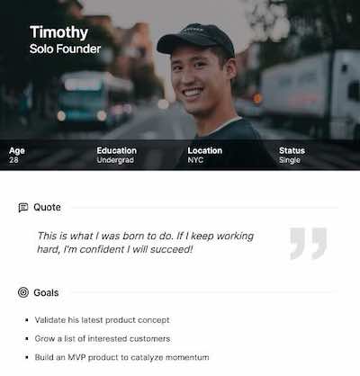 screenshot of user persona template